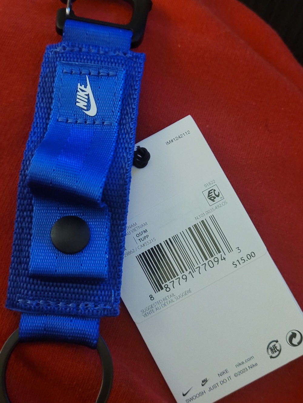 NEW Nike Royal Blue Keyring Strap with Snap and Metal Ring